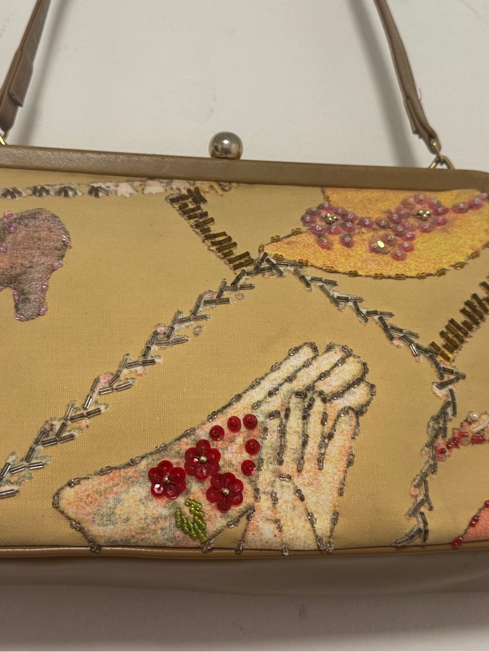 Vintage 1920s Inspired Beaded Frame Purse Art Deco Kiss Lock Shoulder Handbag - Picture 4 of 16
